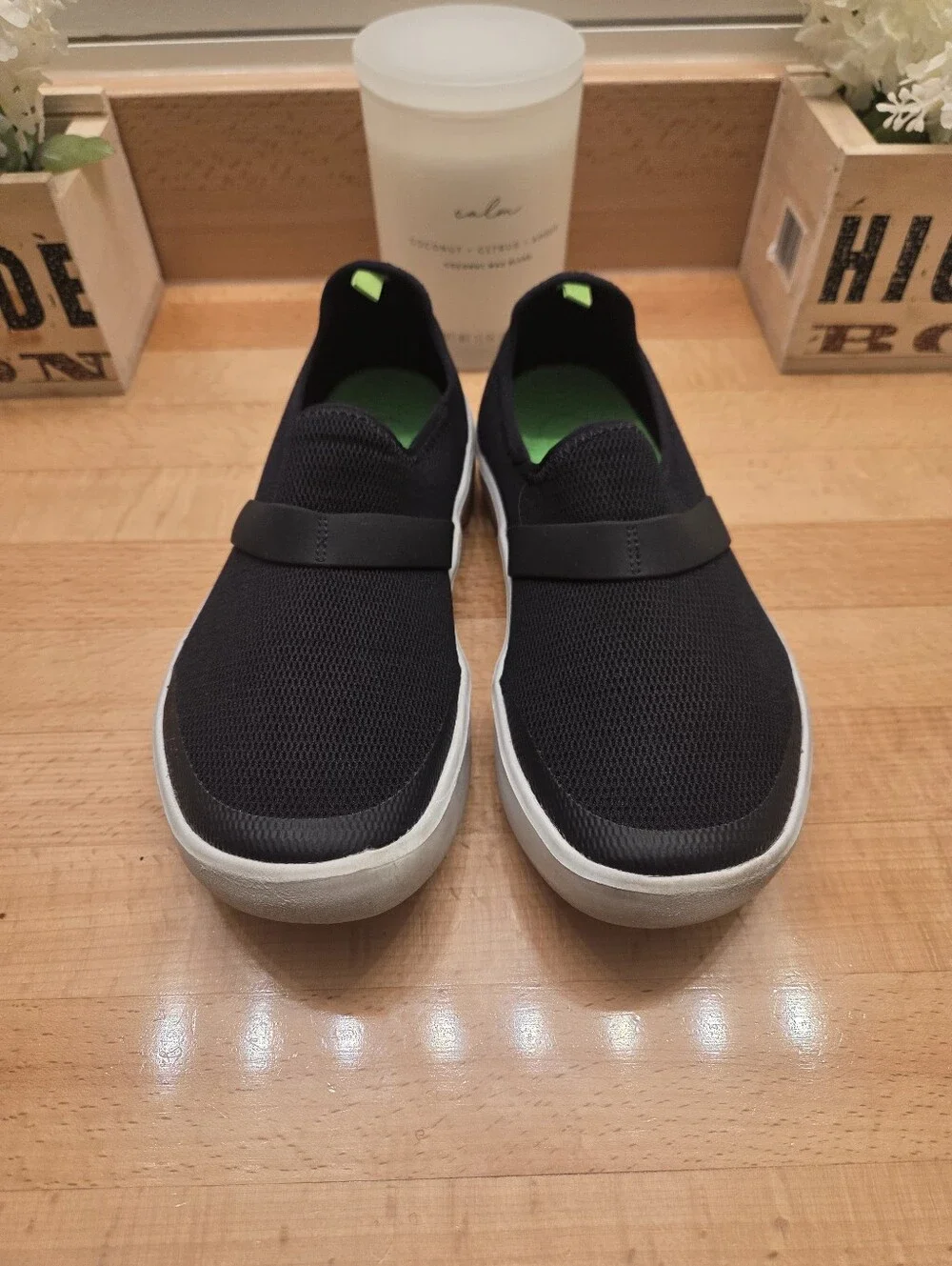 OOFOS OOmg Low Slip-on Recovery Shoes Black Mesh Women's Size 8